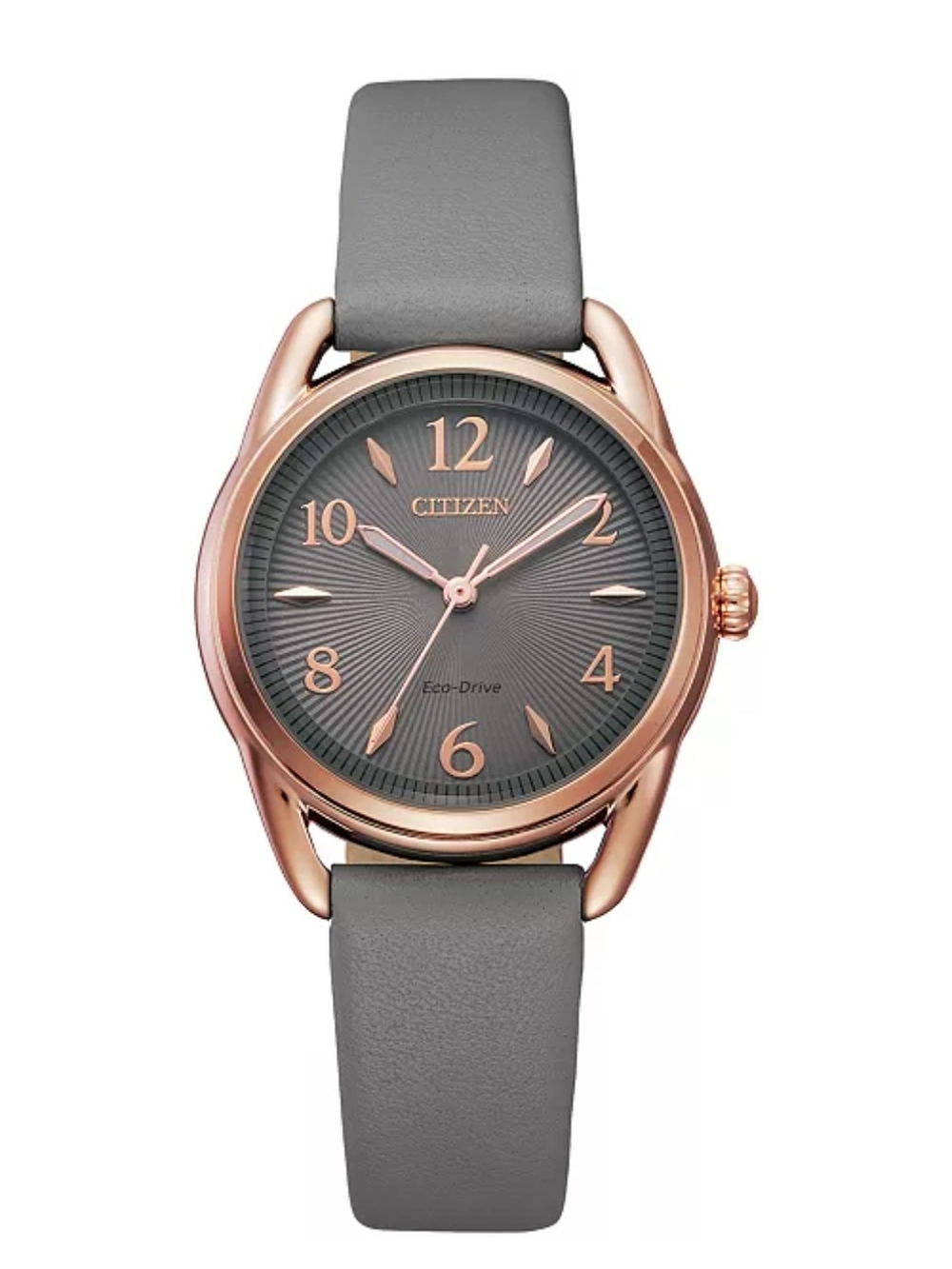 Citizen Rose Gold Case Gray Dial Gray Leather Strap Watch